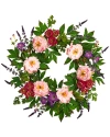 Nearly Natural 24in Spring Garden Wreath In Pink