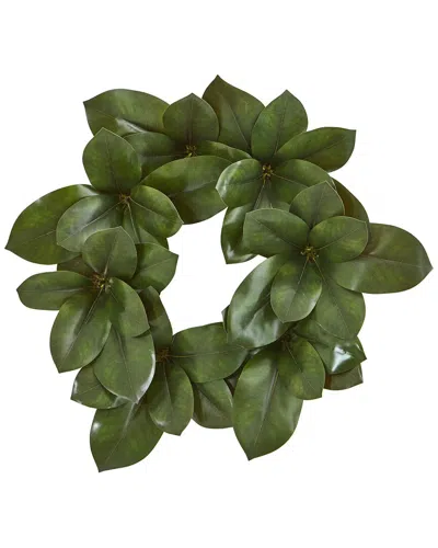 Nearly Natural 22in Magnolia Leaf Artificial Wreath In Green