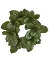 Nearly Natural 22in Magnolia Leaf Artificial Wreath In Green