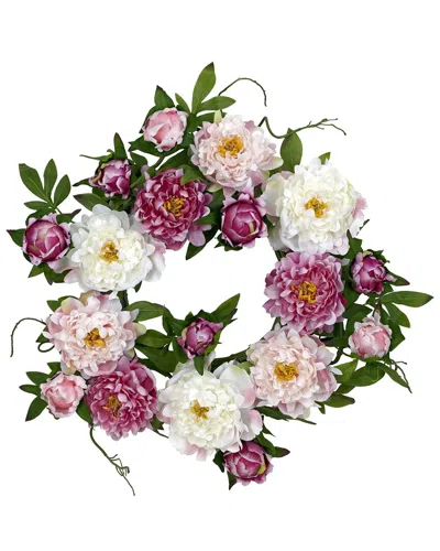 NEARLY NATURAL NEARLY NATURAL 22IN PEONY WREATH