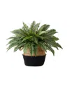Nearly Natural 23in Artificial Boston Fern Plant With Handmade Basket Diy Kit In Green