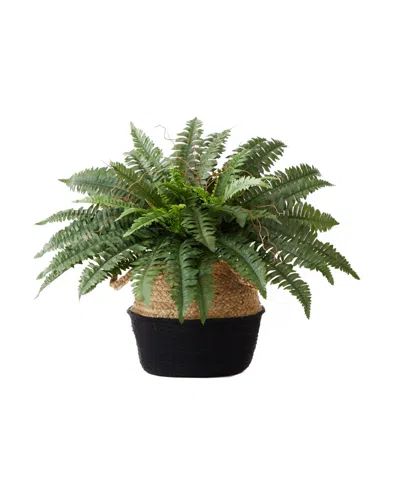 Nearly Natural 23in Artificial Boston Fern Plant With Handmade Basket Diy Kit In Green