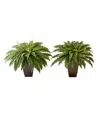 Nearly Natural Set Of Two 23in Artificial Boston Fern Plants With Square Metal Planter Diy Kit In Green