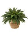 Nearly Natural 23in Artificial Boston Fern Plant With Handmade Basket Diy Kit In Green