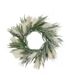 Nearly Natural 24in. Artificial Balsam Fir Pine & Pampas Wreath In Green
