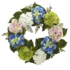 Nearly Natural 24" Hydrangea Multi Wreath In Blue