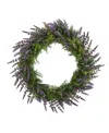 Nearly Natural 24in Lavender Artificial Wreath In Green