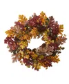 Nearly Natural 24" Oak Leaf, Acorn And Pine Wreath In Multi