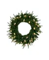 Nearly Natural 24" Pre-lit Artificial Luxembourg Pine Christmas Wreath Bulb Led Lights In Green
