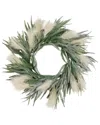 Nearly Natural 24in. Artificial Balsam Fir Pine & Pampas Wreath In Multi