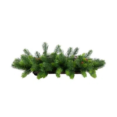 Nearly Natural 24-in Artificial Christmas Pine Double Candle Holder With Pinecones In Green