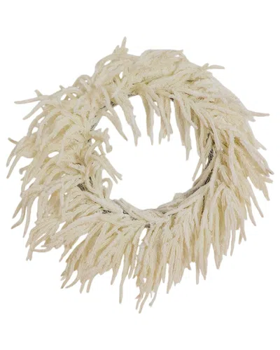 Nearly Natural 24in. Artificial Real Touch White Norfolk Island Pine Wreath In Neutral