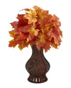 Nearly Natural 24in Autumn Maple Leaf Artificial Plant In Decorative Planter In Orange