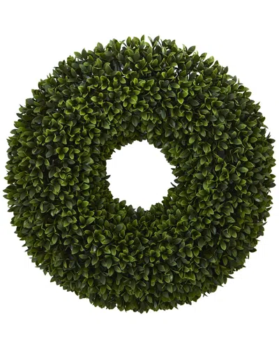 Nearly Natural 24in Boxwood Artificial Wreath In Green
