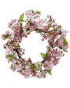 Nearly Natural 24" Cherry Blossom Wreath In Pink