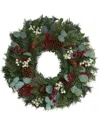 Nearly Natural 24in Eucalyptus And Pine Artificial Wreath In Green