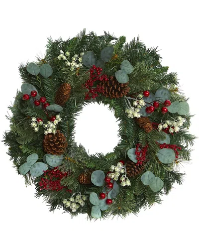 Nearly Natural 24in Eucalyptus And Pine Artificial Wreath In Green