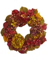 Nearly Natural 24in Fall Hydrangea Wreath