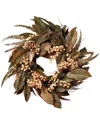 Nearly Natural 24in Feather & Berry Wreath In Green