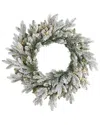 Nearly Natural 24in. Flocked Artificial Christmas Wreath In Green