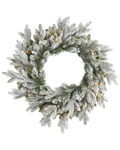 NEARLY NATURAL NEARLY NATURAL 24IN. FLOCKED ARTIFICIAL CHRISTMAS WREATH