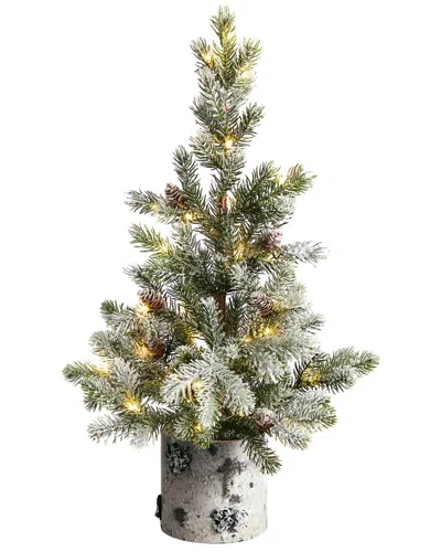 Nearly Natural 24in Flocked Christmas Artificial Tree In Green