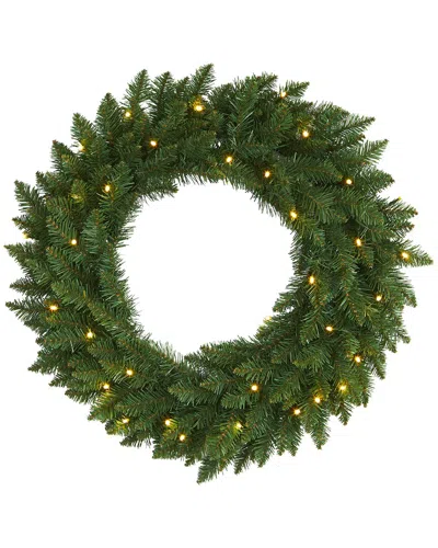 Nearly Natural 24in Green Pine Artificial Christmas Wreath With 35 Clear Led Lights