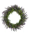 Nearly Natural 24in Lavender Artificial Wreath In Green
