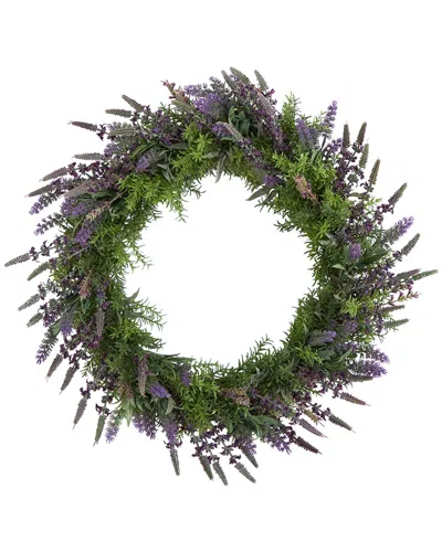 Nearly Natural 24in Lavender Artificial Wreath In Green