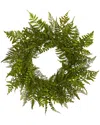 Nearly Natural 24in Mixed Fern Artificial Wreath