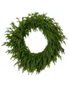 Nearly Natural 24in. Pre-lit Artificial Real Touch Norfolk Island Pine Wreath In Green