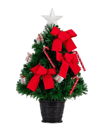 Nearly Natural 24in Pre-lit Fiber Optic Classic Star Topped Artificial  Christmas Tree With Decorati In Green