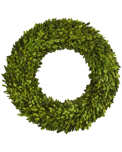 Nearly Natural 24in Preserved Boxwood Wreath In Green
