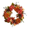 Nearly Natural 25" Assorted Faux Wreath In Orange