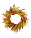 Nearly Natural 25in Sorghum Harvest Artificial Wreath In Yellow