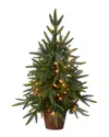 Nearly Natural 2.5ft. Prelit Christmas Tree With Decorative Planter In Multi