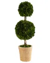 NEARLY NATURAL NEARLY NATURAL 2.5FT PRESERVED BOXWOOD DOUBLE BALL TOPIARY TREE IN DECORATIVE PLANTER