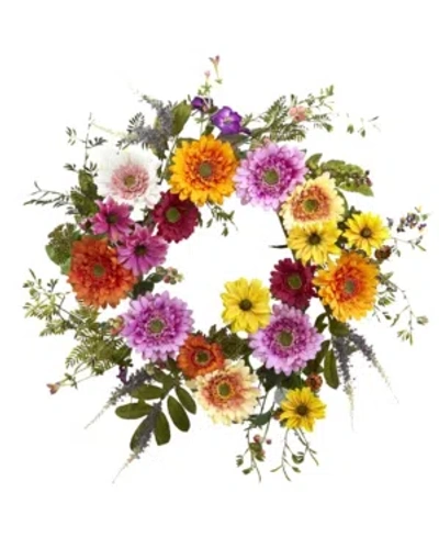 Nearly Natural 26" African Sunflower Wreath In Multi