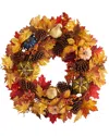 Nearly Natural 26in Fall Pumpkin Gourd Pinecone And Maple Leaf In Orange