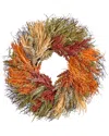Nearly Natural 26in. Fall Sorghum Harvest Autumn Artificial Wreath In Multi