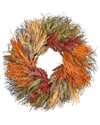 Nearly Natural 26in. Fall Sorghum Harvest Autumn Artificial Wreath In Multi