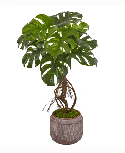 Nearly Natural 26in. Monstera Artificial Plant In Stoneware Planter In Green