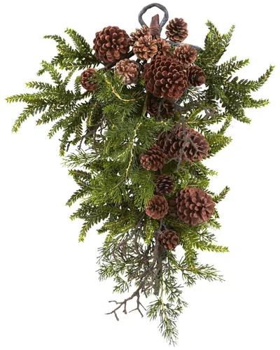 Nearly Natural 26in. Pine & Pinecone Teardrop In Multi