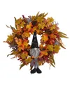 NEARLY NATURAL 28" HARVEST FALL GNOME ARTIFICIAL AUTUMN WREATH