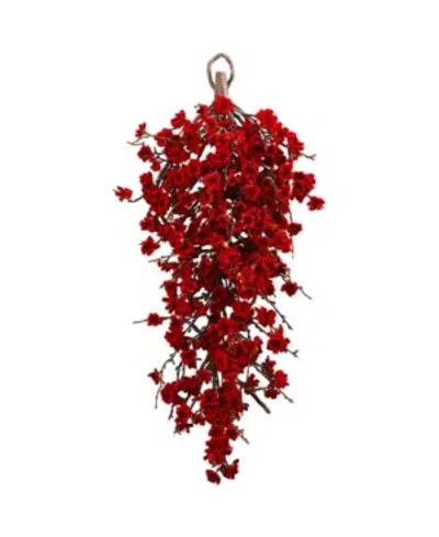 Nearly Natural 28" Plum Blossom Teardrop In Red