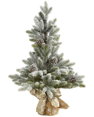 Nearly Natural 28in Flocked Artificial Christmas Tree In Green