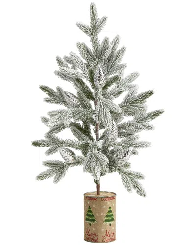 Nearly Natural 28in Flocked Christmas Artificial Tree In Green