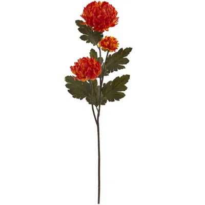 Nearly Natural 29-in. Chrysanthemum Artificial Flower, Set Of 12 In Orange