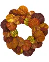 Nearly Natural 29in. Fiddle Leaf Artificial Wreath In Orange