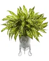 Nearly Natural 2ft Aglaonema With Metal Planter In Green